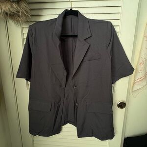 Stylish Gray Oversized Blazer - Lightweight